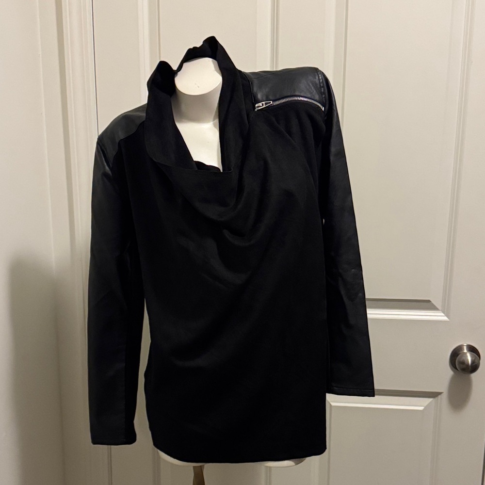 Baccini Black Jacket Cape with Faux Leather Arm & Back Detail